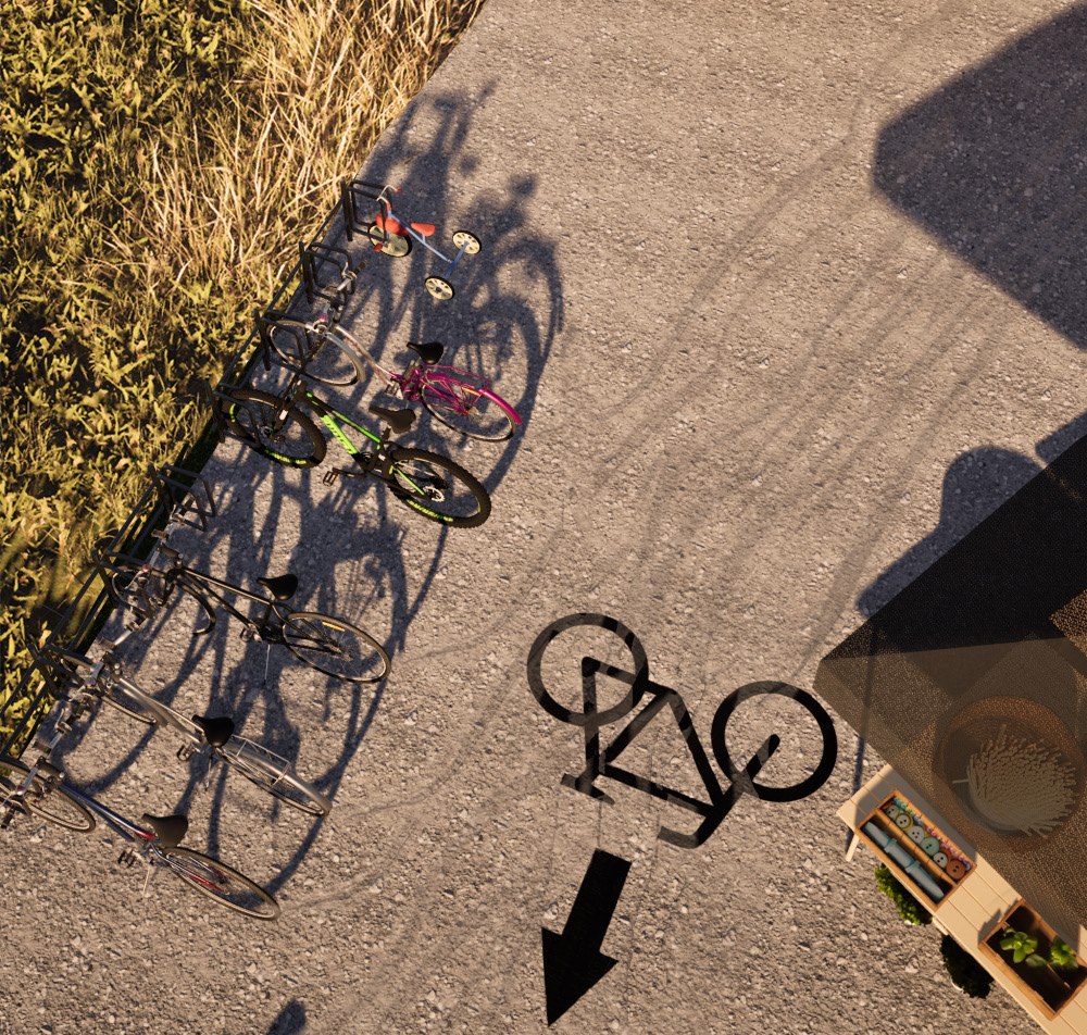 Render, bike path arrival